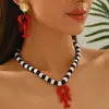 Estilo Vacacional de Ocio Marino de Verano Transfronterizo Serie Vida Marina Langosta Pintura Roja Aleación Vieira Pendientes para Mujer