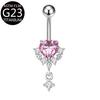 F136 Titanio Cadena Larga Zircón Anillo para Ombligo Material G23 Anillo para Ombligo Suministro de Joyería para Perforación Venta al por Mayor Transfronteriza