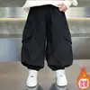 Pantalones de Forro Polar para Niños Pantalones Cargo para Niños Otoño/Invierno 2026 Nuevo Estilo Coreano de Moda Pantalones Casuales de Invierno para Niños Pequeños/Medianos