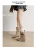 Botines Nuevos Estilo Coreano Otoño/Invierno 2026 con Tacón Grueso para Mujer, Botas de Montar Estilo Bohemio, Botas Western Retro Maillard para Mujer