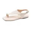 Sandalias de tirilla para el dedo del pie estilo coreano 2026 nuevas sandalias versátiles de verano para combinar con faldas, sandalias de playa, chanclas planas de punta cuadrada para mujer