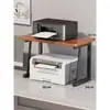 Suporte para impressora, prateleira multifuncional de camada dupla para armazenamento e organização de documentos de escritório para mesa, prateleira pequena elevatória para uso doméstico