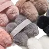 Orejeras cálidas para mujer, orejeras de felpa de color sólido de invierno para estudiantes, orejeras blancas simples, orejeras extra gruesas de piel de conejo de imitación