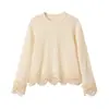 Z Estilo Europeo y Americano Transfronterizo 2026 Nuevo Moda Elegante para Mujer Venta al por Mayor Top con Cuello Redondo Ribete de Encaje Asimétrico 8779630