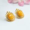 Pendientes de Plata S925 Jueyu Incrustados con Ámbar Natural Cera de Abeja Vieja Pendientes de Miel Completa Fábrica de Joyería Al por Mayor S3020112A