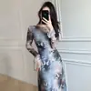 Vestido Largo de Manga Larga Sexy con Pliegues Ajustado Mariposa Otoño Nuevo 2026 para Mujer, Elegante y Adelgazante Bodycon