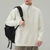Moletom Anyang com zíper parcial para homens, nova coleção outono 2026, corte solto, estilo casual, com design texturizado e tridimensional, gola alta e mangas compridas