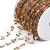 Cadena de Cereza con Goteo de Aceite de Acero Inoxidable Recubierto al Vacío, Cadena Hecha a Mano Color Dorado, Cadena Hecha a Mano para Collar Pulsera DIY, Accesorios Semi-Terminados