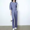 Conjunto de Ropa de Mujer Plisado Miyake: Conjunto de Dos Piezas para Mujer: Top Irregular Nuevo y Pantalones Rectos