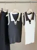 Suéter colete de tricô com gola polo bicolor para mulheres, moda coreana de outono, versátil, justo, sem mangas