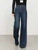 Calça Flares Espessa Forrada com Fleece Vintage para Mulheres, Jeans Flare com Stretch em Quatro Direções de Cintura Alta para o Inverno 2026 8119H