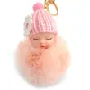 Llavero de Muñeca Durmiente Linda de Imitación de Piel de Conejo Rex Hecha por el Fabricante Colgante de Bola de Pelo para Bolso de Bebé Niña Durmiente Linda Regalo