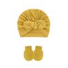 Fuente transfronteriza gorro fetal para bebé guantes antiarañazos juego de 2 piezas gorro pullover para bebé gorro indio gorro de orejas de conejo comercio exterior europeo y americano