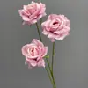 Comercio Transfronterizo Flor Artificial Rosa en Relieve de 3 Cabezas 37cm Pasillo de Boda Rosa Artificial Arreglo Floral para Recepción de Boda