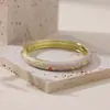 Pulsera de Oro 14K Cloisonné Nueva Chinoiserie Esmalte Flor de Goteo de Aceite Colorida Pulsera de Apertura de Primavera Pulsera Chinoiserie