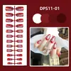 Set de 24Uñas Postizas Decoradas Rectangulares Largas Brillantes con Degradado Flor de Puro Deseo Desmontables DIY Puntas de Uña Portátiles