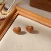 Pendientes de Chica de Hardware Femeninos Franceses Vintage Marrones Simples de Moda Pendientes Maillard para Mujeres