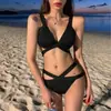 Maiô para Mulheres Estilo Ins Europeu e Americano Biquíni Sexy Três Pontos Tiras Costas Bonitas Seios Pequenos Modelo com Bojo Maiô para Exame de Arte