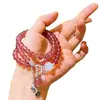 Pulsera de Plata Esterlina 925 Estilo Chino Retro Boutique de Alta Calidad Natural Cristal de Fresa de Alta Calidad Diseño de Piedra Lunar Pulsera