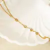 Estilo Ins Europeu e Americano Pingente Redondo Oval de Zircônia Pulseira de Aço Inoxidável Encaixada Banhada a Ouro 18K Joias de Luxo Leve de Alta Qualidade para Mulheres