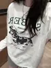 2025 Estilo Americano Primavera y Otoño Nuevo de Moda Diseño de Perro de Dibujos Animados Moda Versátil Casual Holgado Top de Manga Larga para Mujer