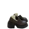Zapatos de Cuero de Tacón Grueso Versátiles Estilo Británico Suela Gruesa para Mujer, Moda Nueva Primavera 2026 Mocasines sin Cordones para Mujer