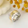 Anillos de Banda Ancha Estilo Europeo y Americano Luochen para Hombres y Mujeres, Diseño de Línea Ondulada, Joyería Versátil de Personalidad de Moda