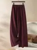 Pantalones de acetato y lana estilo fideo de arroz, engrosados para abrigar en otoño e invierno, de cintura alta, pantalones anchos y fluidos, nuevo estilo 2025, pantalones casuales rectos y holgados