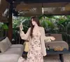 Vestido Floral con Tirantes Estilo Francés para Mujer, Nuevo Estilo de Verano, Impresionante Vestido Largo con Ambiente de Vacaciones en la Costa