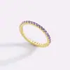Anillo de Diamantes Personalizado de Colores Transfronterizo Europeo y Americano Lleno de Diamantes Anillo Apilable Anillo de Zirconia Piedra de Nacimiento Anillo de Nicho para Mujeres
