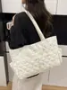 Bolso de Hombro Cruzado de Moda Primavera Nuevo Estilo con Lazo para Mujer, Bolso Tote Grande Bordado Acolchado, Bolso de Mano Casual Simple