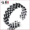 Anillo de Comida Malla Cruzada Anillo de Cuadros Plata Tailandesa Imitación Personalidad Moda Hip Hop Plata Retro Anillo de Señora Outlet de Fábrica