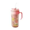 Taza de vidrio muy atractiva, de gran capacidad, con popote, taza para preparar té con separación de té y agua, con asa, taza resistente al hielo