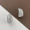 Aretes Plisados a Rayas Metal Industria Pesada Aguja de Plata S925 Moda Europea y Americana Simple Compacto Estilo Frío Sentido Avanzado Aretes