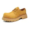 Botas Martin Estilo Retro Herramienta Cuero Gamuza Estilo Británico Otoño 2024 Nuevos Zapatos Derby de Suela Gruesa con Aumento Antivellón