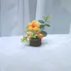 127 Planta en Maceta Terminada Tejida a Mano Muebles para el Hogar Flor Artificial Tejida Girasol de Ganchillo Ramo Regalo