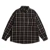 Camisa retro trendy da marca Rumeng, estilo japonês, com blocos de cores xadrez, manga longa, para homens, outono, casual, para o trabalho, versátil, para adolescentes