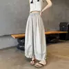 Calça Lantern Lantern Wide-Leg Solta com Cintura Elástica e Renda para Mulheres, Novo Estilo Coreano de Verão 2026 Casual Versátil Cropped