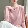 Suéter Delgado de Punto Fino para Mujer, Colección Otoño/Invierno 2026, Cuello Redondo, Manga Larga, Corte Holgado, Adelgazante, Capa Base Suave