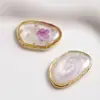 Zhen Tu Estilo Francês Fada da Floresta Pérola Oval Resina Folha Verde Flor Seca Rosa Acessórios de Liga Brincos Joias DIY