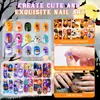 Uñas Postizas de Halloween Transfronterizas para Niños, Decoraciones de Uñas Portátiles, Pegatinas para Uñas de Niños, Juego de Herramientas al por Mayor de Productos Terminados