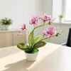 Planta en Maceta de Jazmín de 8 Tallos Simulación Decoración de Escritorio para Cafetería Hotel Flor Artificial Planta Verde Adorno de Bonsái