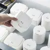 Mini Caja de Almacenamiento con Tapa de Plástico Dispensador de Escritorio para Salón de Belleza Cubo Caja para Bastoncillos de Algodón Organizador a Prueba de Polvo para Artículos Pequeños Tipo Pop-up