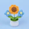 Girassol de crochê à mão simulação de vaso para o Dia das Crianças Temporada de Formatura Dia do Professor Presente Ornamentos Mão com Mão