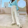 Primavera 2022 versión coreana de los nuevos pantalones de pierna ancha de algodón europeo de color liso cintura ajustada pierna larga pantalones largos fabricantes de moda personalizados