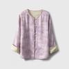 Chaqueta Corta de Seda Reversible con Patrón de Olas Estilo Chino Teñida con Plantas, Nuevo Cárdigan de Seda de Morera Estilo Chino para Primavera