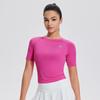 Novo Top Fitness Yoga Leica Feminino Verão Curto Corrida Treino Stretch Fitness Respirável Yoga Manga Curta