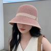 Sombrero de Sol de Verano Nuevo con Costuras Huecas de Letras Protección Solar de Ala Ancha Cubre Rostro Protección UV Explosión Sombrero de Pescador