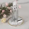 Vaya, base de maquillaje líquida con cabezal de bombeo plateado en botella de vidrio, botella dispensadora de maquillaje de alta transparencia con fondo grueso curvo, material de embalaje para loción protectora