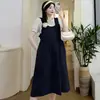 Vestido para Grávidas 2024 Verão Novo Estilo Coreano Doce Solto Slim Vestido Gola Redonda Manga Curta Camisa Tendência